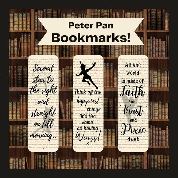 Peter Pan Book Page Bookmark Set, Bookish Gifts, Peter Pan Bookmarks - Picture 6 of 9